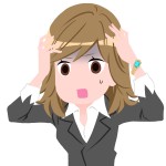 青ざめて慌てる女性のイラスト