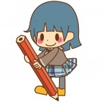 鉛筆をもつ女の子のイラスト