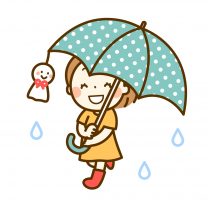 傘をさす子女の子のイラスト